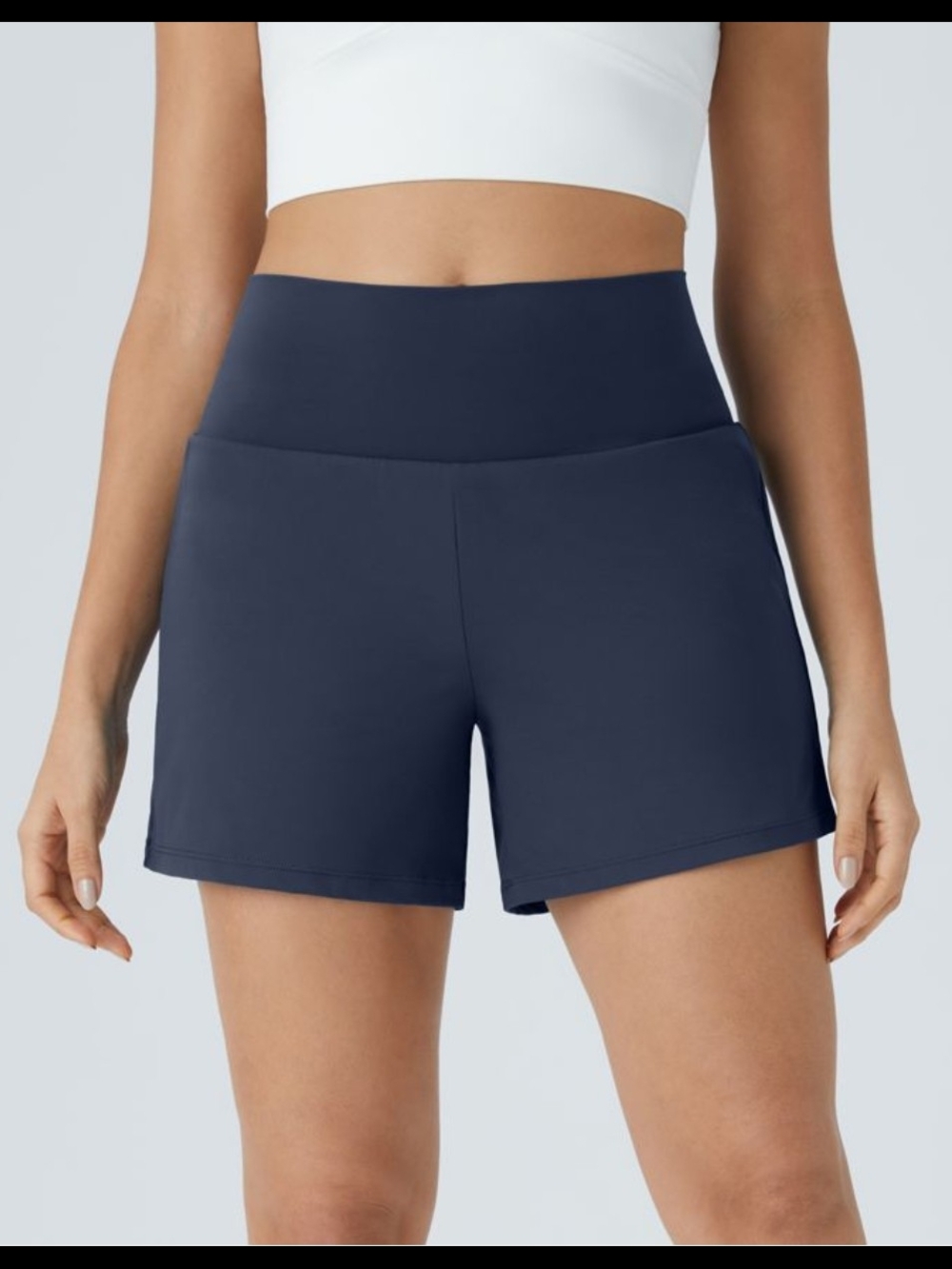 NWT Size Large HALARA High-Waist Navy Performance Shorts - Picture 3 of 9